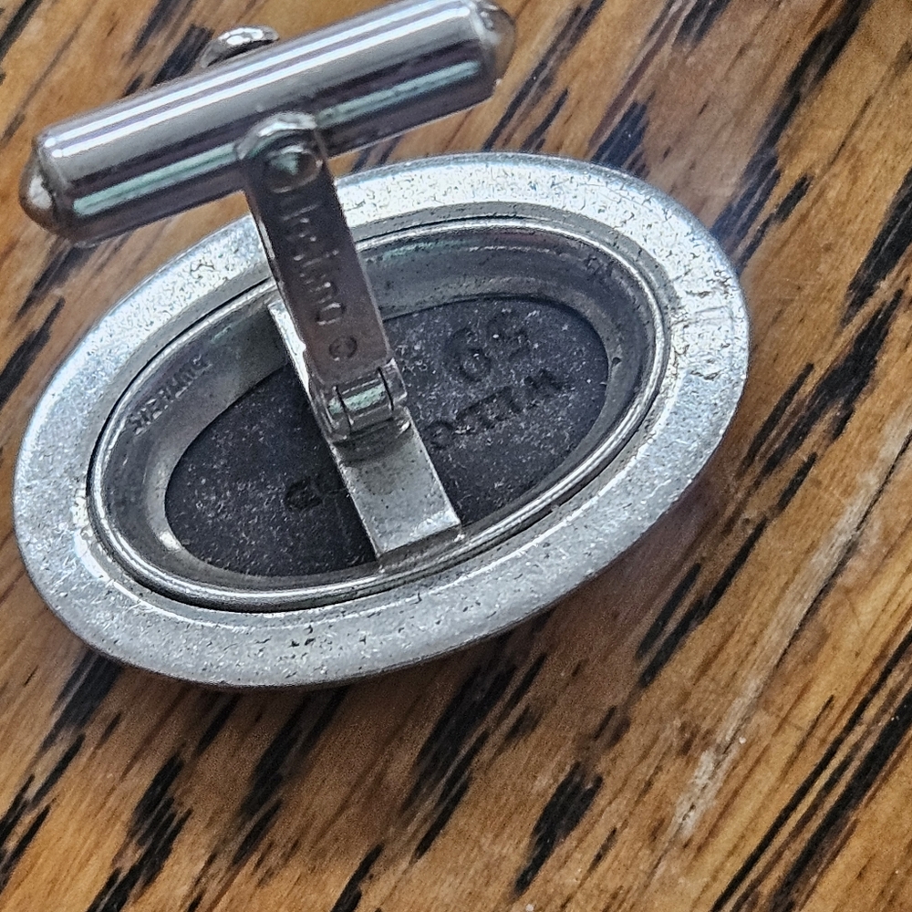Vintage Wedgwood Destino Black Jasperware Sterling Silver Cufflinks 1" - Picture 3 of 4